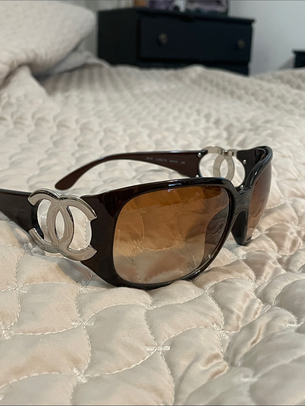 CHANEL Brown Gradient Women's Sunglasses with CC Emblem